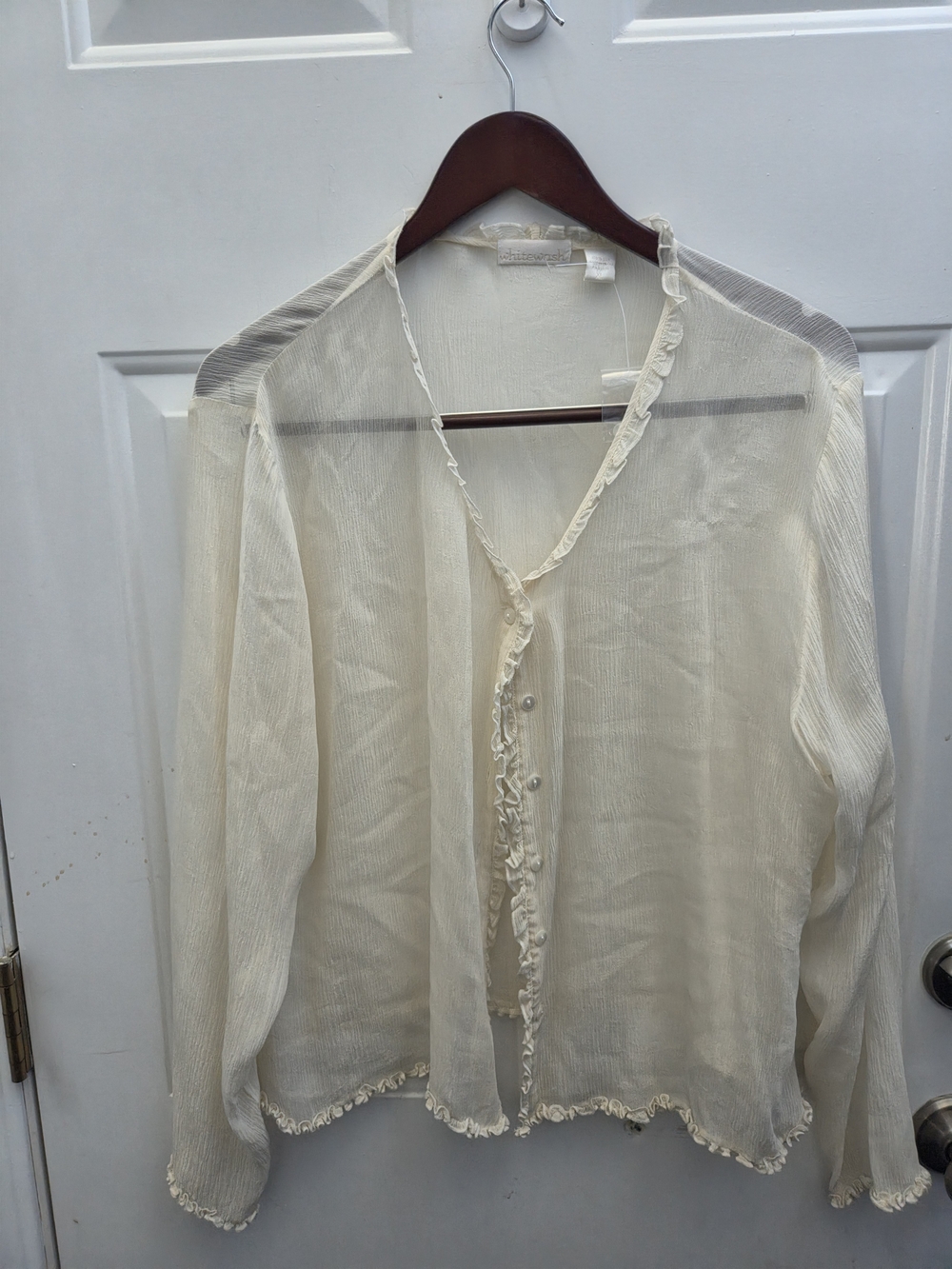 Sheer Ruffle-Trim Blouse - Cream